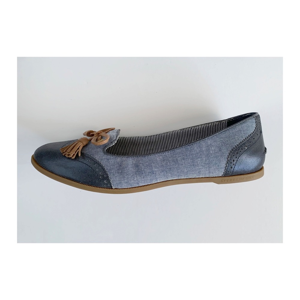 Sperry Blue and Tan Tassel Slip-On Flats